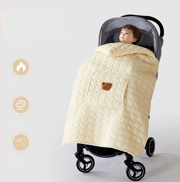 Покривало за количка за бебета с ветроустойчив плащ и презрамки, зимно удебелено одеяло, полиестер, за новородени до 3 години
