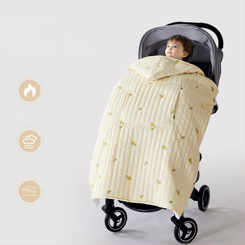 Покривало за количка за бебета с ветроустойчив плащ и презрамки, зимно удебелено одеяло, полиестер, за новородени до 3 години