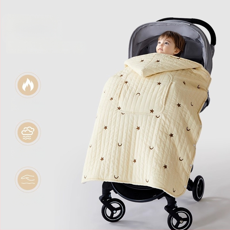 Покривало за количка за бебета с ветроустойчив плащ и презрамки, зимно удебелено одеяло, полиестер, за новородени до 3 години