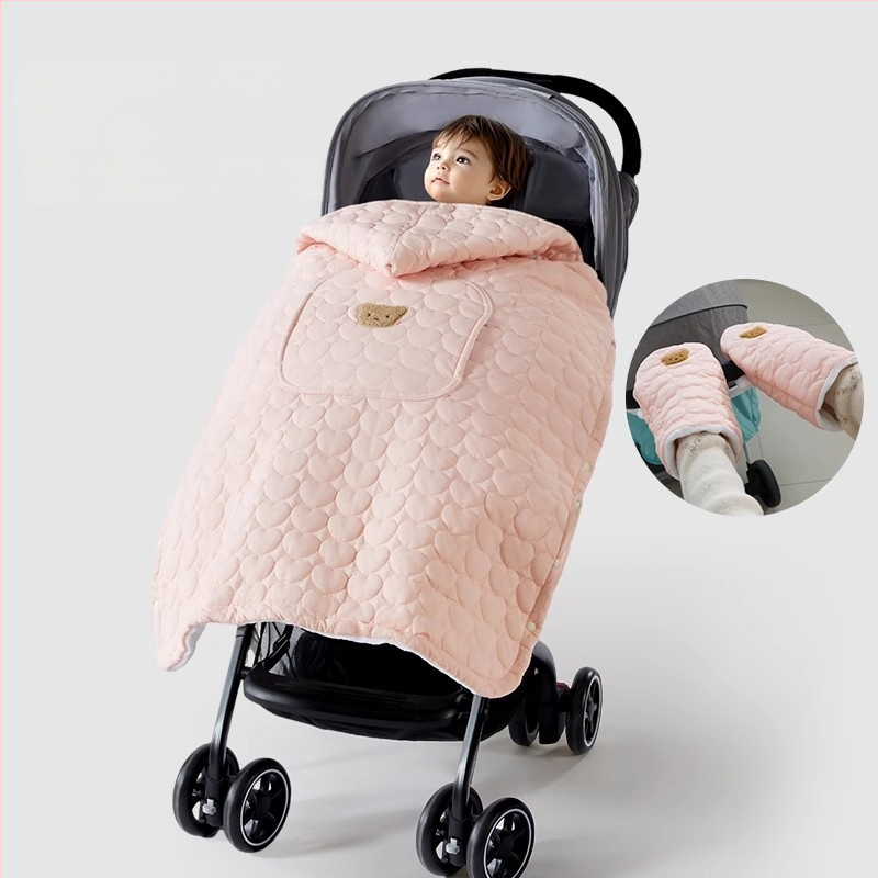 Покривало за количка за бебета с ветроустойчив плащ и презрамки, зимно удебелено одеяло, полиестер, за новородени до 3 години