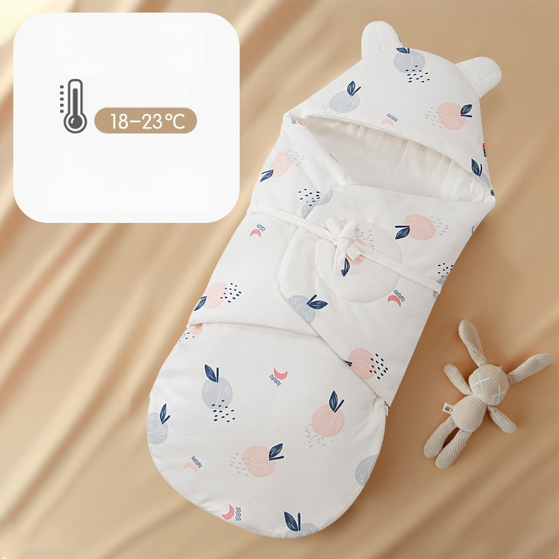 Spací vak pre novorodencov s integrovaným zabalením, vonkajší a vnútorný materiál 95% bavlna, výplň: imitácia hodvábnej bavlny, zips Nylon, karikatúrny vzor, jar a jeseň, vhodné pre novorodencov 0-12 mesiacov