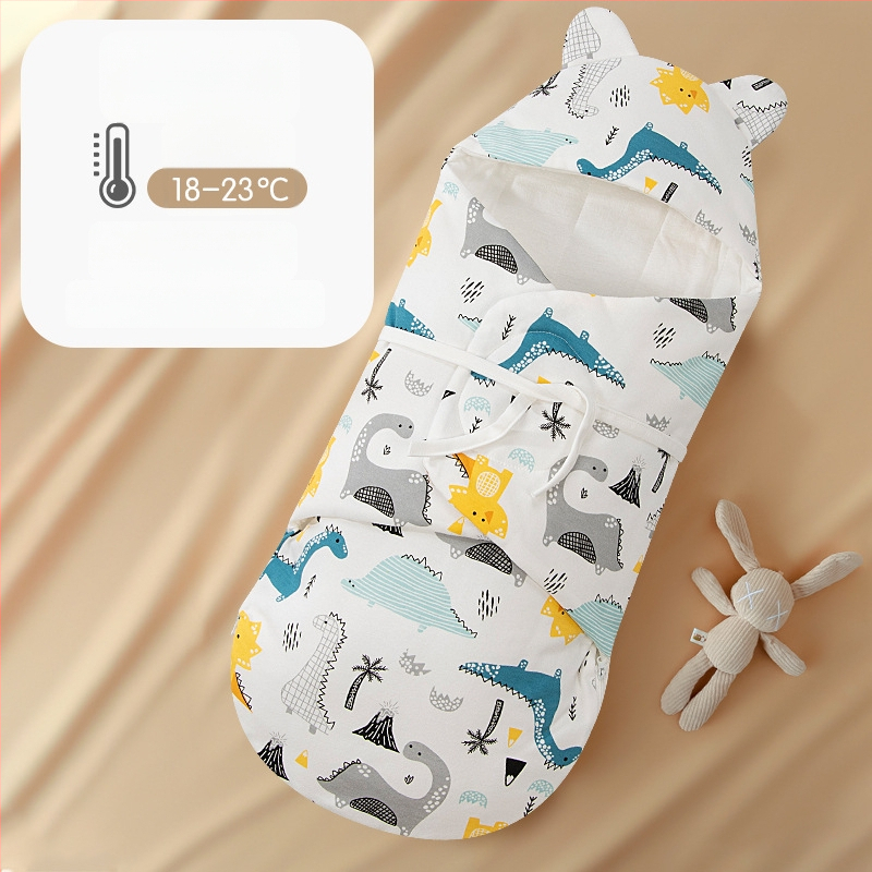 Spací vak pre novorodencov s integrovaným zabalením, vonkajší a vnútorný materiál 95% bavlna, výplň: imitácia hodvábnej bavlny, zips Nylon, karikatúrny vzor, jar a jeseň, vhodné pre novorodencov 0-12 mesiacov