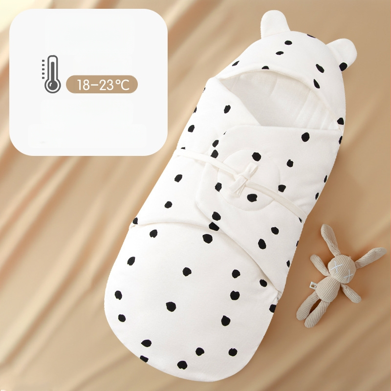 Spací vak pre novorodencov s integrovaným zabalením, vonkajší a vnútorný materiál 95% bavlna, výplň: imitácia hodvábnej bavlny, zips Nylon, karikatúrny vzor, jar a jeseň, vhodné pre novorodencov 0-12 mesiacov