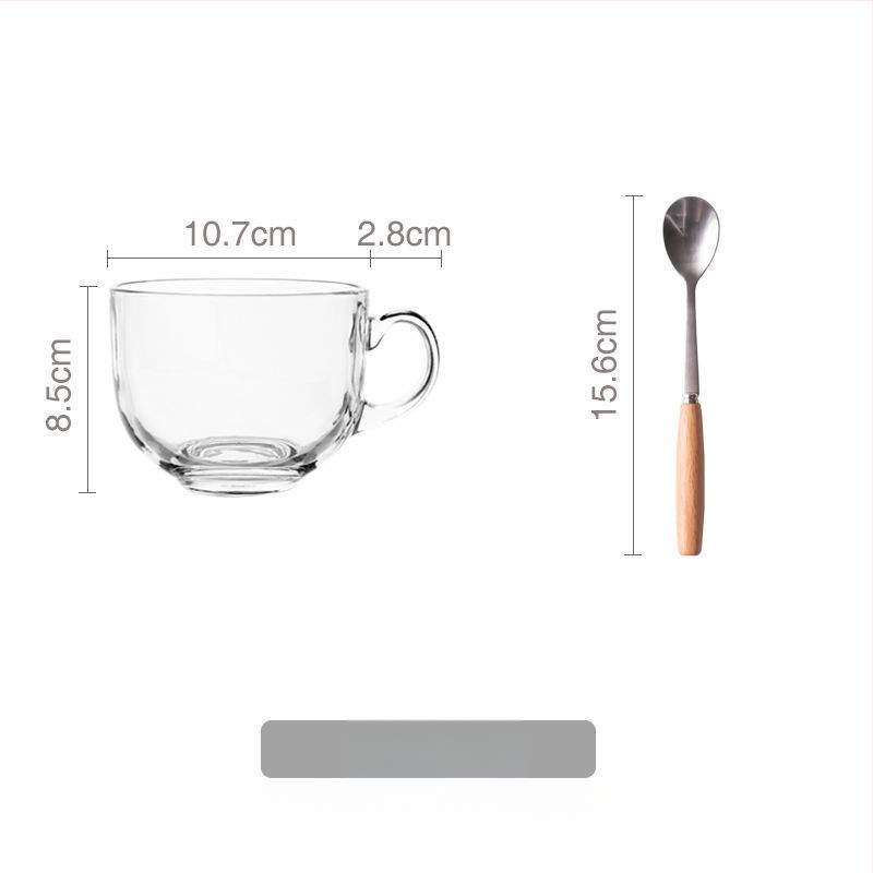 Γυάλινο μπολ πρωινού με καπάκι και λαβή για κουτάλι — κατάλληλο για γιαούρτι, βρώμη και γάλα; ανθεκτικό στη θερμοκρασία, κατασκευή πολλών στρώσεων