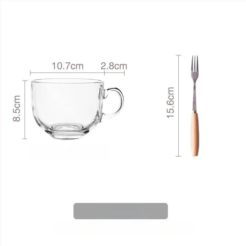 Γυάλινο μπολ πρωινού με καπάκι και λαβή για κουτάλι — κατάλληλο για γιαούρτι, βρώμη και γάλα; ανθεκτικό στη θερμοκρασία, κατασκευή πολλών στρώσεων