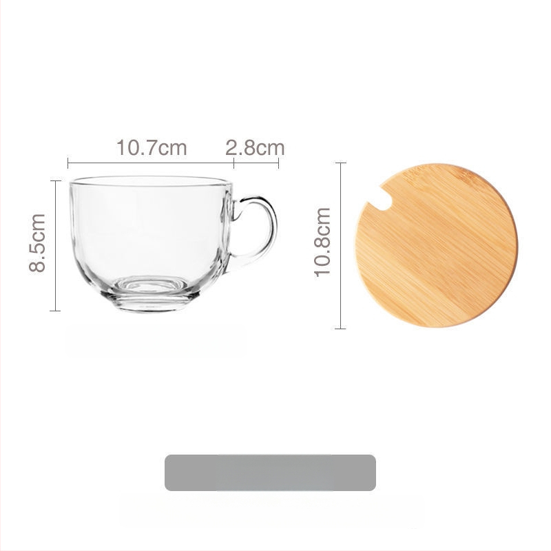 Γυάλινο μπολ πρωινού με καπάκι και λαβή για κουτάλι — κατάλληλο για γιαούρτι, βρώμη και γάλα; ανθεκτικό στη θερμοκρασία, κατασκευή πολλών στρώσεων