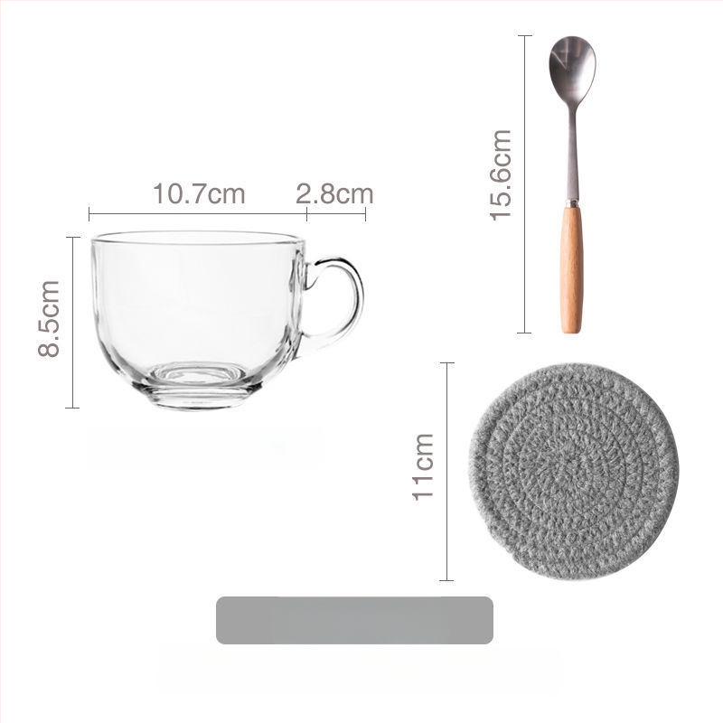 Γυάλινο μπολ πρωινού με καπάκι και λαβή για κουτάλι — κατάλληλο για γιαούρτι, βρώμη και γάλα; ανθεκτικό στη θερμοκρασία, κατασκευή πολλών στρώσεων