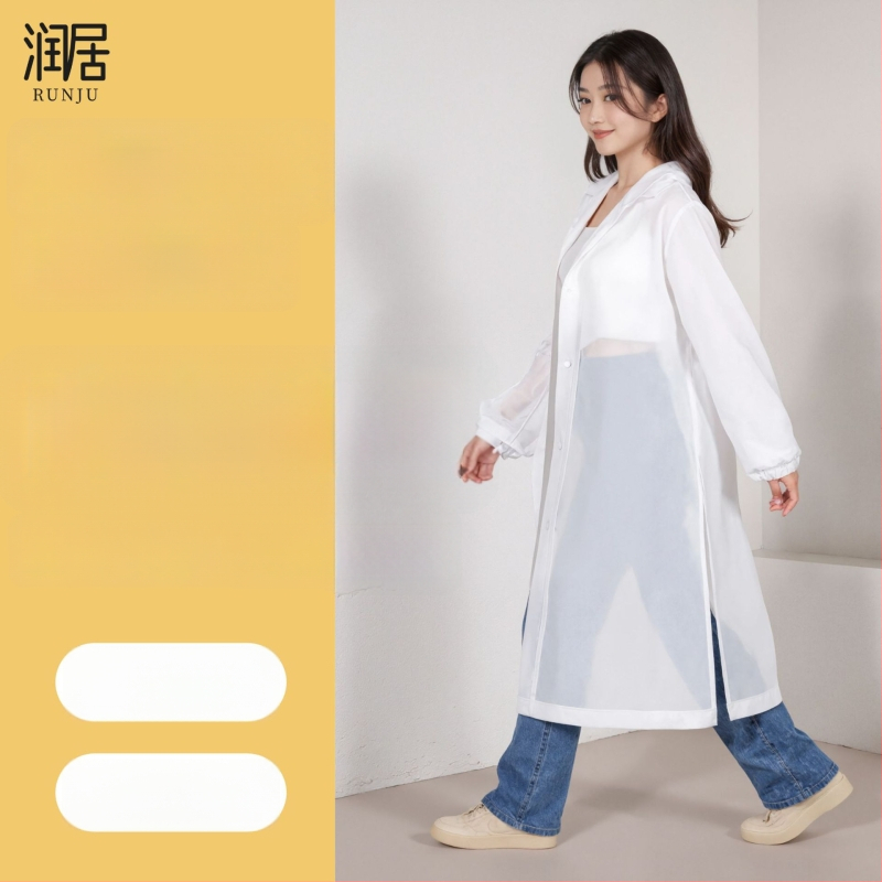 Еднократен дъждовен пончо за възрастни, дебелен EVA плат 18S, тегло 150 g, преносим, възможност за лого печат