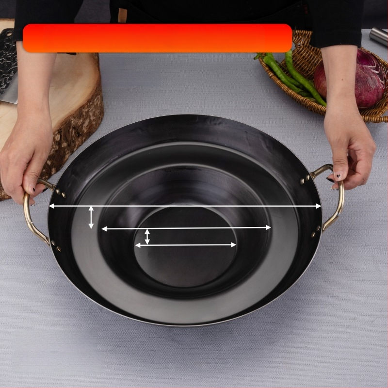 Wok z liatiny, odolný voči hrdzi, hĺbka 8 cm, dno s jedným plochým dnom, určený pre plynovú varnú dosku