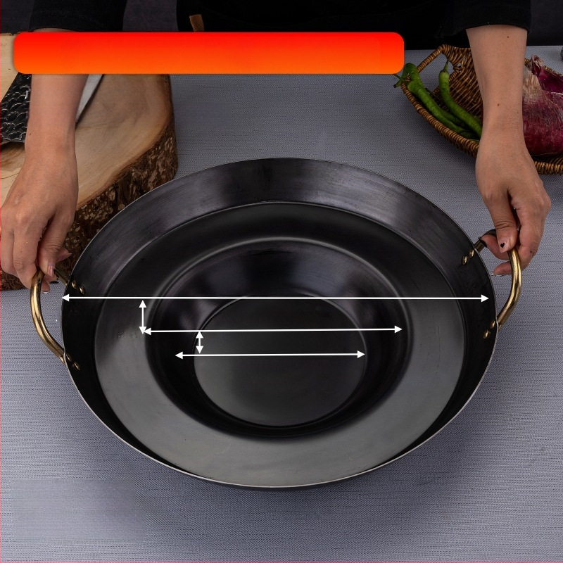 Wok z liatiny, odolný voči hrdzi, hĺbka 8 cm, dno s jedným plochým dnom, určený pre plynovú varnú dosku