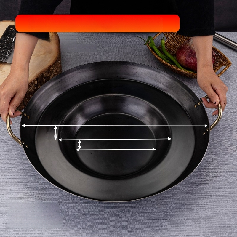 Wok z liatiny, odolný voči hrdzi, hĺbka 8 cm, dno s jedným plochým dnom, určený pre plynovú varnú dosku