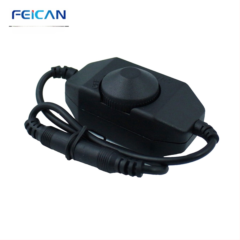 LED dimer do skrine s ručným otáčacím ovládačom, plynulé stmievanie 0–100%, DC 5V/12–24V, DC výstupná línia