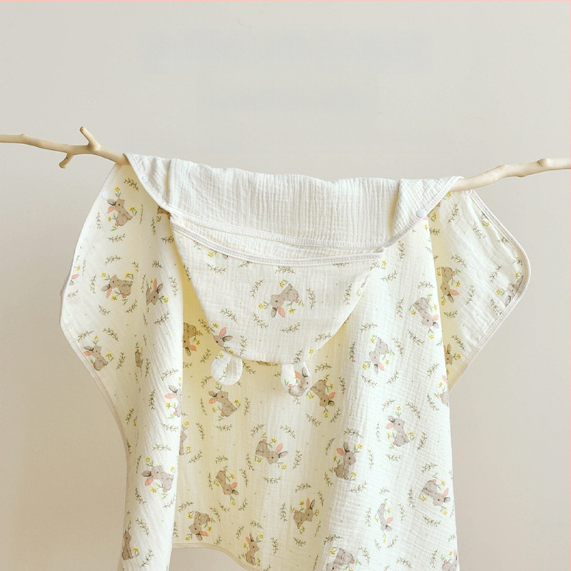 Бебешко наметало за къпане с качулка – чист памук, 200–300 g, за новородени до 3 години, всесезонно