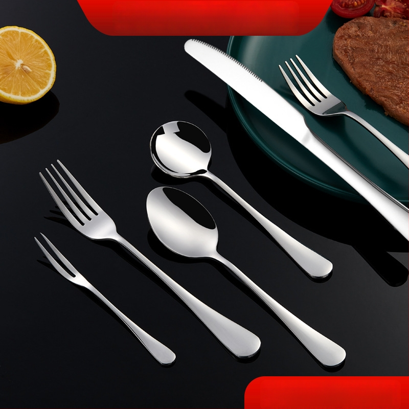 Sada príborov z 304 nerezovej ocele: lyžička, vidlička, nôž s lesklým leštením — Model 0411