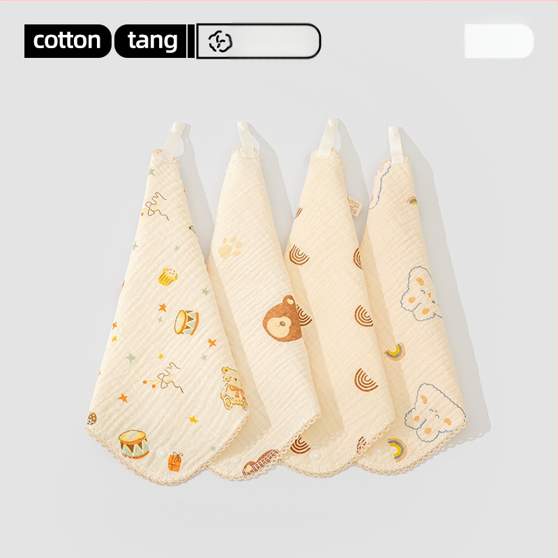 Bavlnená utierka na sliny pre deti s motívmi zvierat a kreslených postáv, proti špine, bezpečnosť trieda A