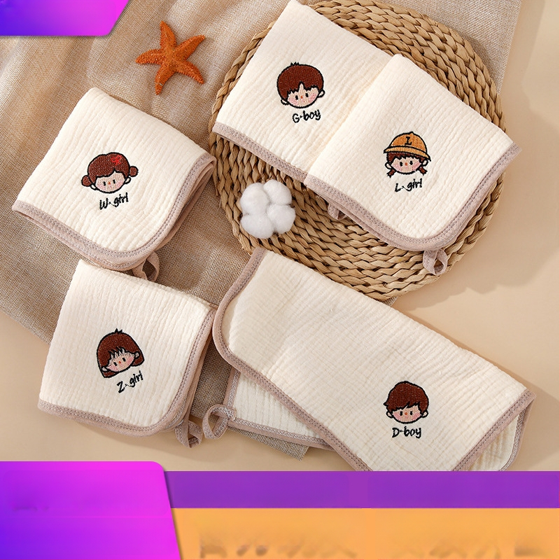 Detská gáza uterák s vyšitým menom, 100% bavlna, 40-count vlákno, vyšívanie a lemovanie, prispôsobiteľný