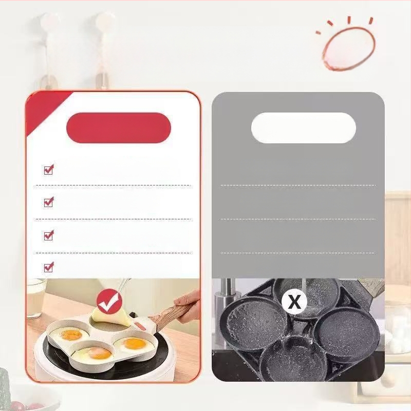 Panvica na vajíčka so štyrmi dierkami – nepriľnavá, hliníková zliatina, na domáce použitie, panvica na palacinky a raňajky, kompatibilná so všeobecným sporákom