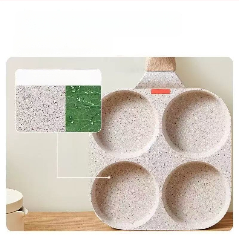 Panvica na vajíčka so štyrmi dierkami – nepriľnavá, hliníková zliatina, na domáce použitie, panvica na palacinky a raňajky, kompatibilná so všeobecným sporákom