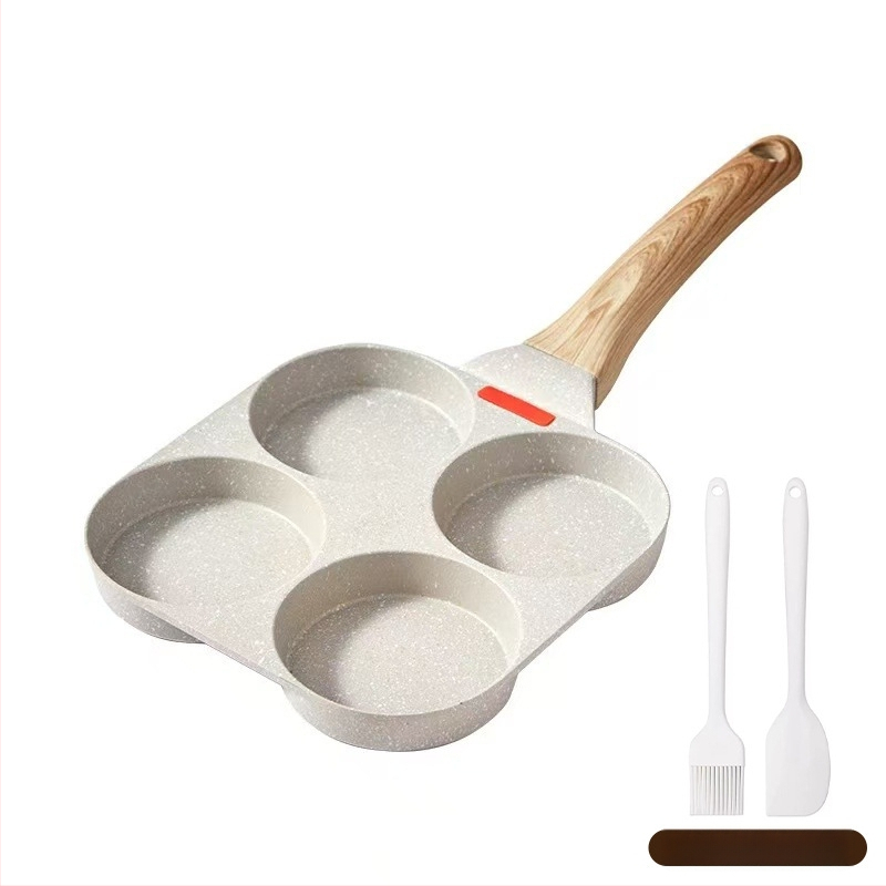 Panvica na vajíčka so štyrmi dierkami – nepriľnavá, hliníková zliatina, na domáce použitie, panvica na palacinky a raňajky, kompatibilná so všeobecným sporákom