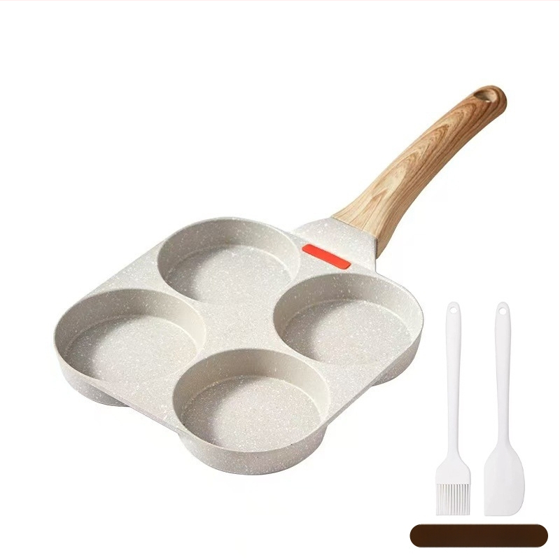 Panvica na vajíčka so štyrmi dierkami – nepriľnavá, hliníková zliatina, na domáce použitie, panvica na palacinky a raňajky, kompatibilná so všeobecným sporákom