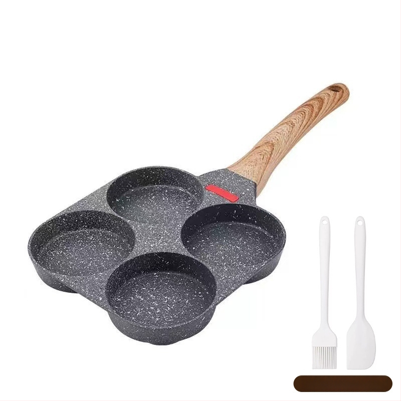 Panvica na vajíčka so štyrmi dierkami – nepriľnavá, hliníková zliatina, na domáce použitie, panvica na palacinky a raňajky, kompatibilná so všeobecným sporákom