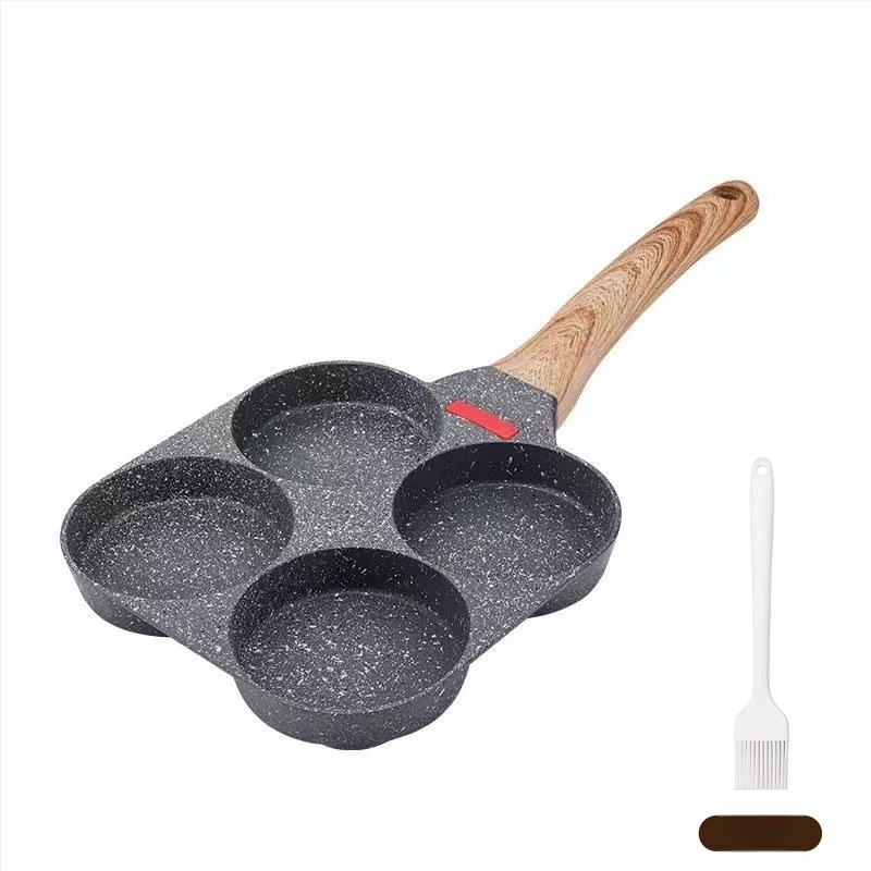 Panvica na vajíčka so štyrmi dierkami – nepriľnavá, hliníková zliatina, na domáce použitie, panvica na palacinky a raňajky, kompatibilná so všeobecným sporákom