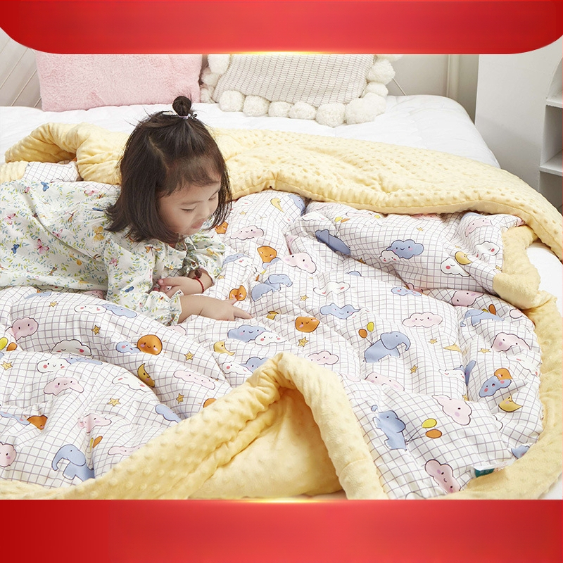 Детско одеяло с пълнеж от коприна нишки, чист памук, карикатурен стил, за деца на 2–3 години, пролет и есен