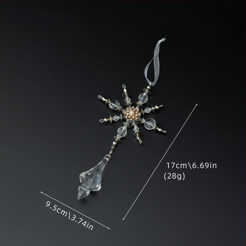 Sada 25 transparentných akrylových snehových vločiek, visiacich ozdôb pre vianočné a svadobné dekorácie, kvetinové aranžmány