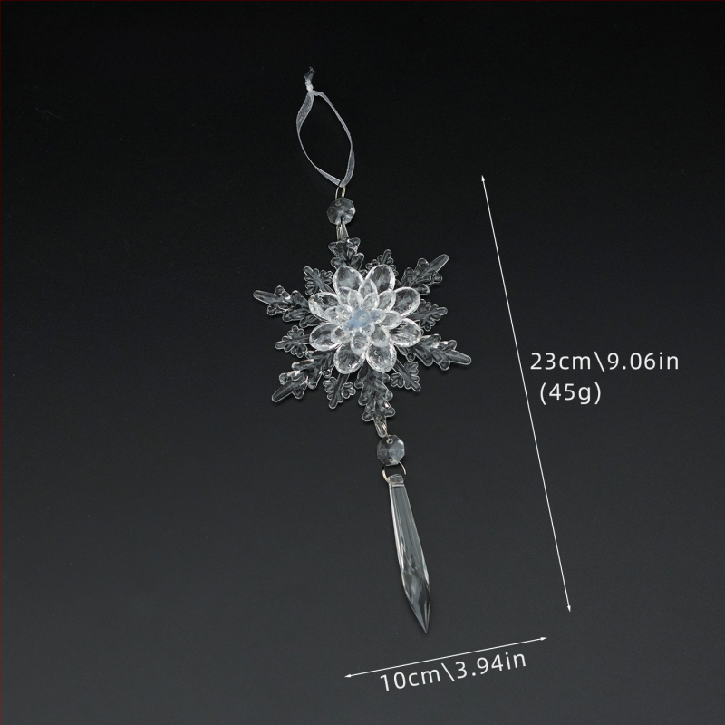 Sada 25 transparentných akrylových snehových vločiek, visiacich ozdôb pre vianočné a svadobné dekorácie, kvetinové aranžmány