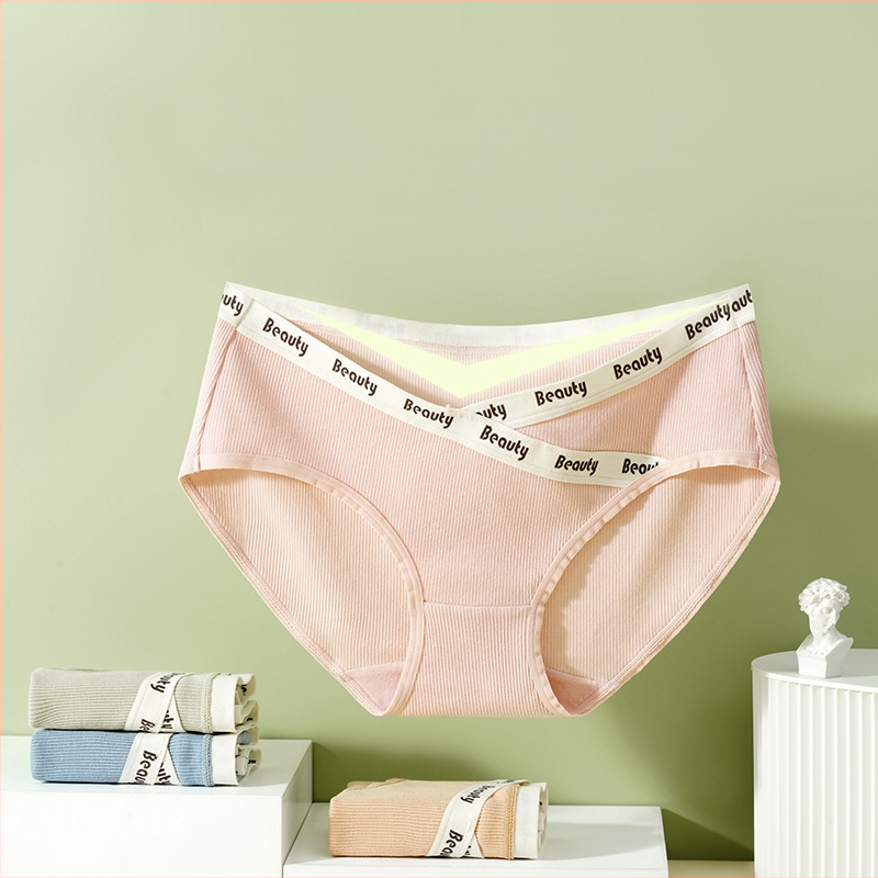 Pink Rhyme bavlnené tehotenské nohavičky so stredným pásom a V-tvarovou oporou bruška, rib knit