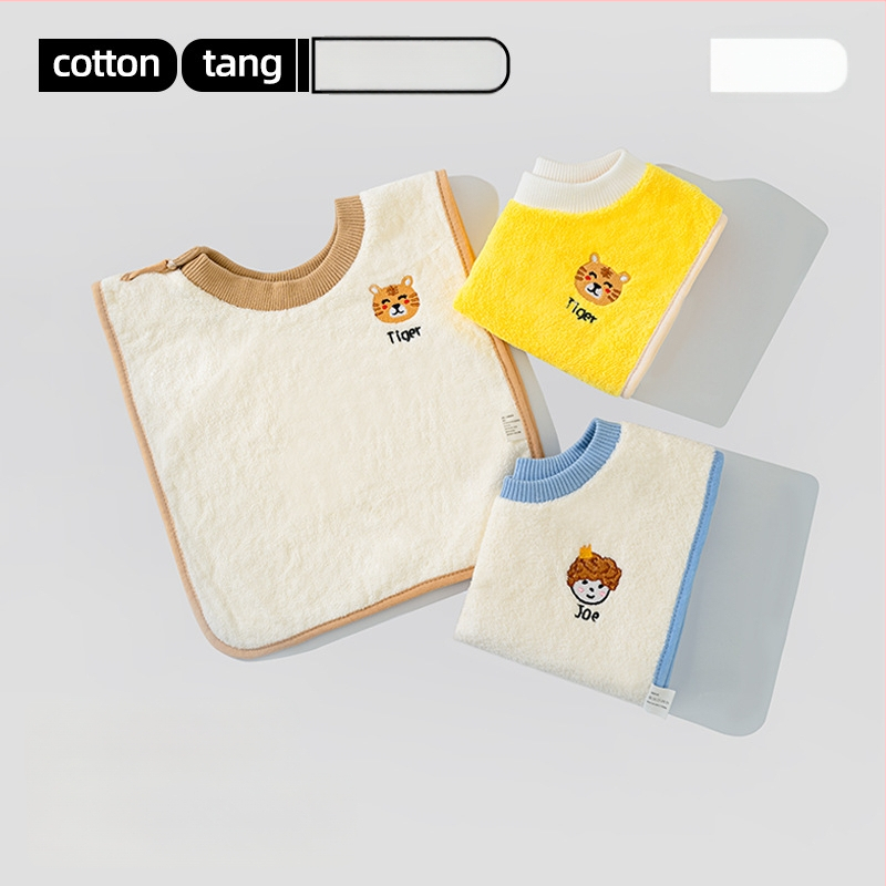 Detský bryndák a uterák na tvár, cartoon vzor, nepremokavý a odolný voči špine, korálový flis, polyester