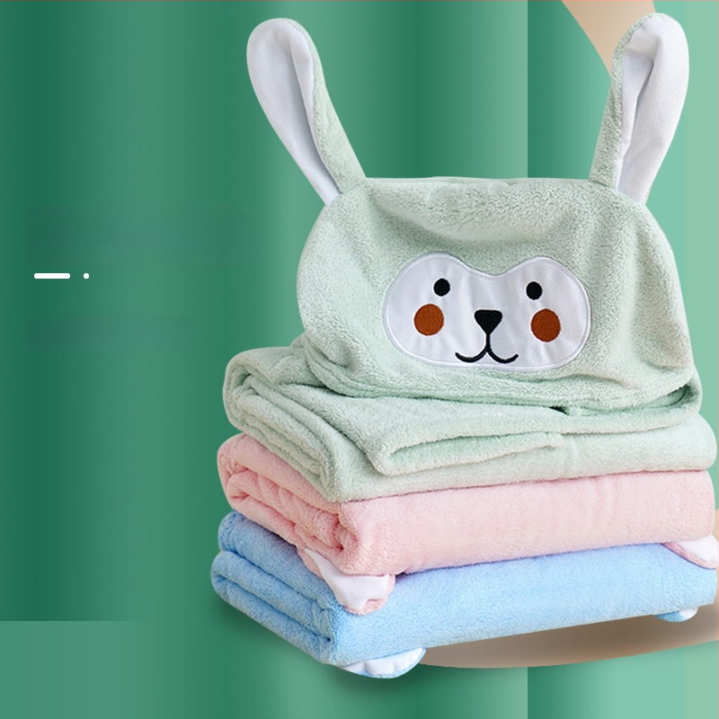 Detský župan na kúpanie z koralového fleecu s kapucňou, pre dojčatá a deti, 400–500 g