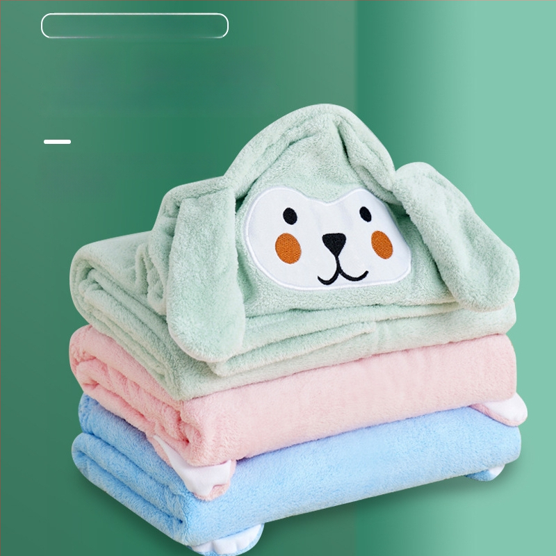 Detský župan na kúpanie z koralového fleecu s kapucňou, pre dojčatá a deti, 400–500 g