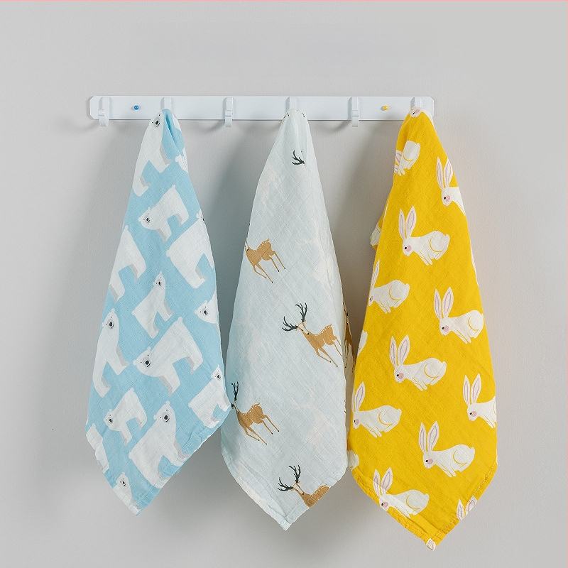 Detský bryndák z bavlnenej gázy – vzor zvieraťa, pre vek 0–3 rokov, proti zašpineniu