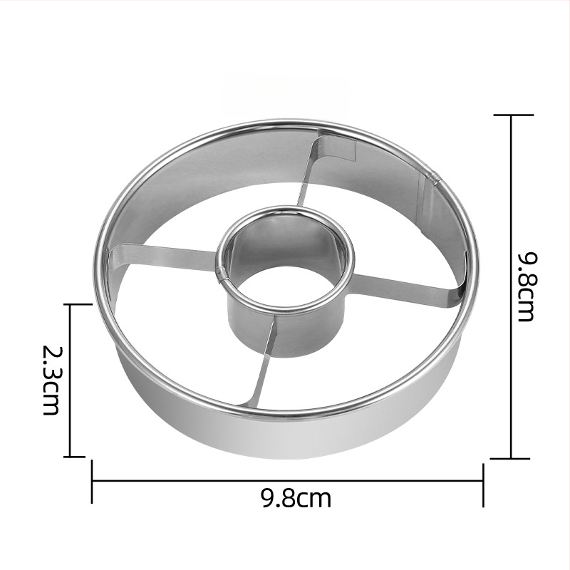 3-dielny set formičiek na donuty, ručne tlačené, nerezová oceľ, kruhové formy na pečenie