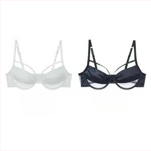 Бюстгальтер — нейлонова основна материя; чашка 3/4; тънка формована чашка; фиксирани двойни презрамки; функция: събиране