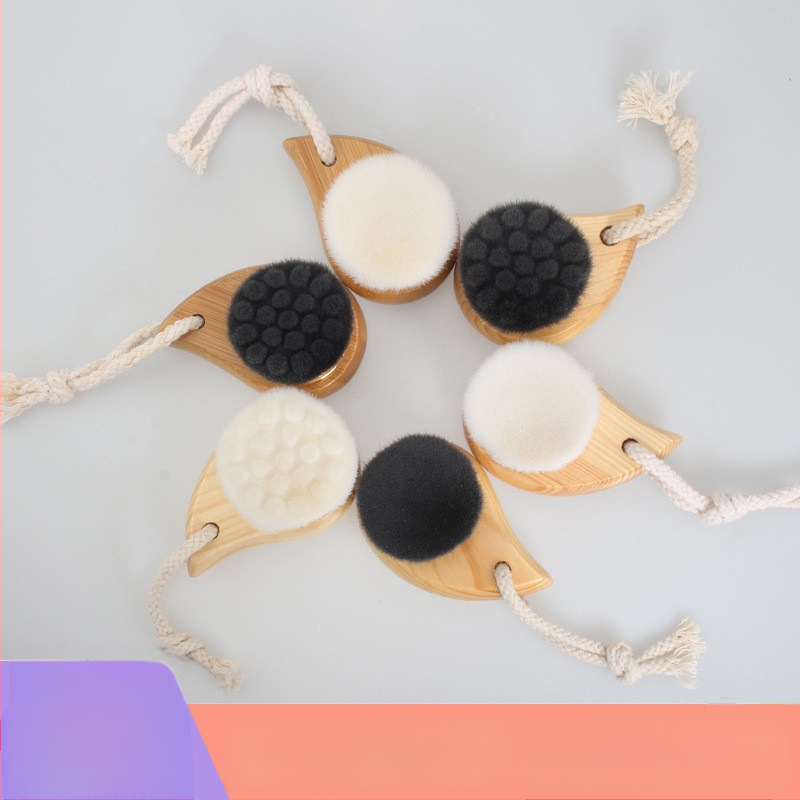 Ručná kefka na čistenie tváre s drevenou rúčkou, masážny typ, hlboké čistenie