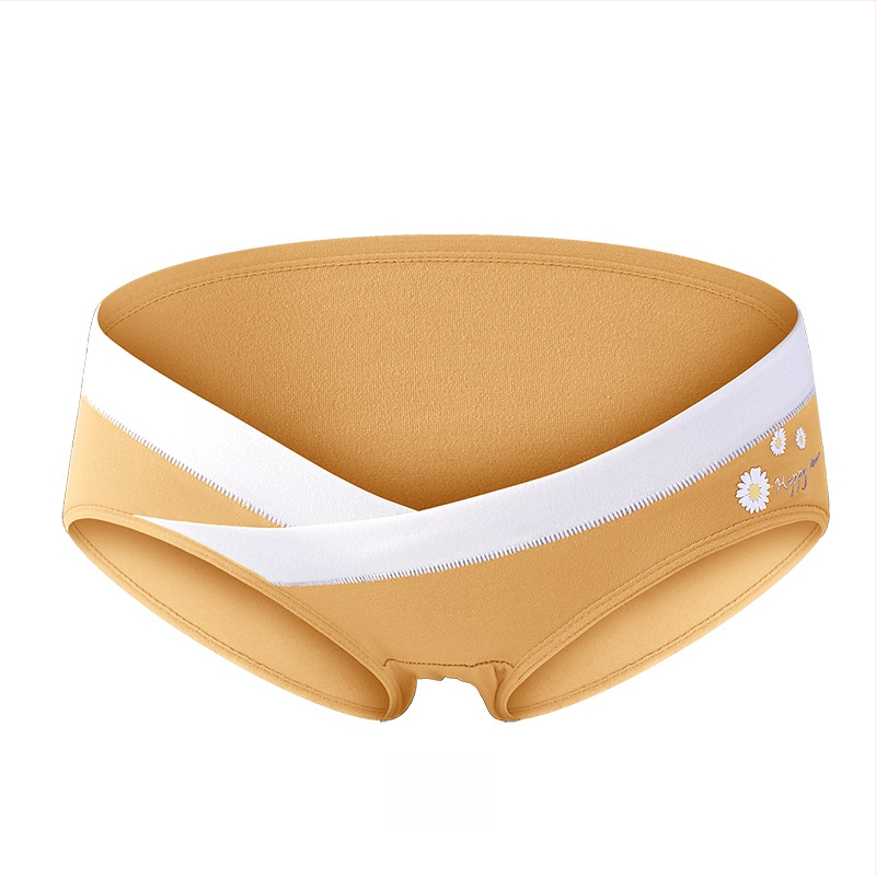 Tehotenské bavlnené spodné nohavičky s nízkym pásom, podpora brucha, V-front trojuholníkový dizajn