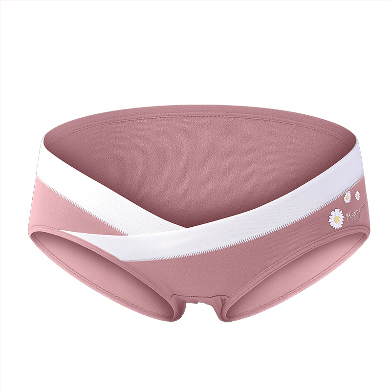 Tehotenské bavlnené spodné nohavičky s nízkym pásom, podpora brucha, V-front trojuholníkový dizajn