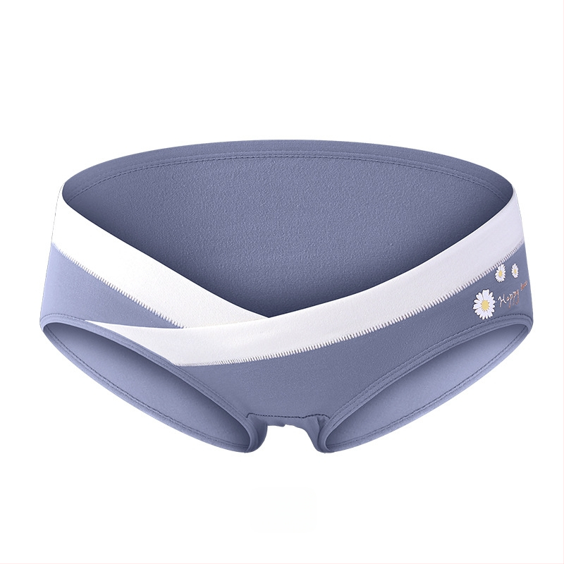 Tehotenské bavlnené spodné nohavičky s nízkym pásom, podpora brucha, V-front trojuholníkový dizajn