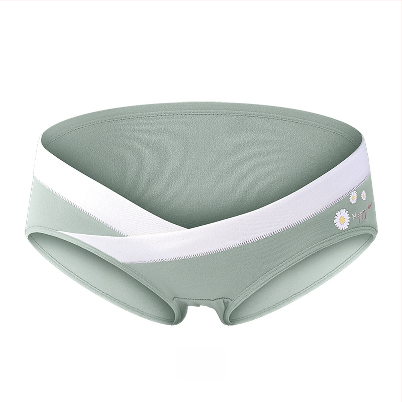 Tehotenské bavlnené spodné nohavičky s nízkym pásom, podpora brucha, V-front trojuholníkový dizajn