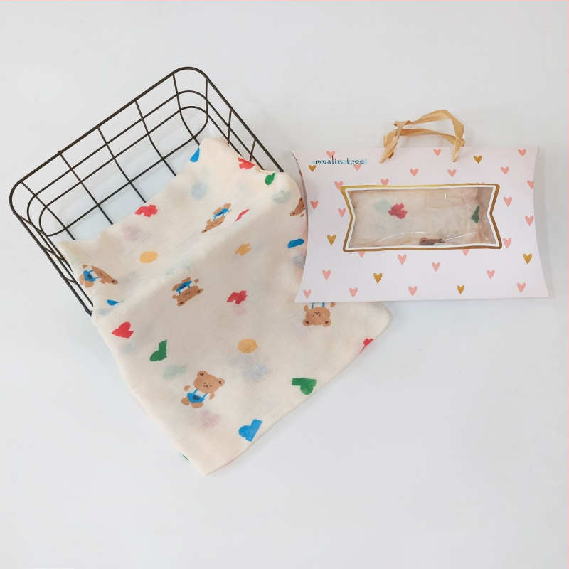 Muslintree/Cotton Tree Bambusové vlákno – Letný prebalovacia šatka pre novorodencov, vzor zvierat/animovaný