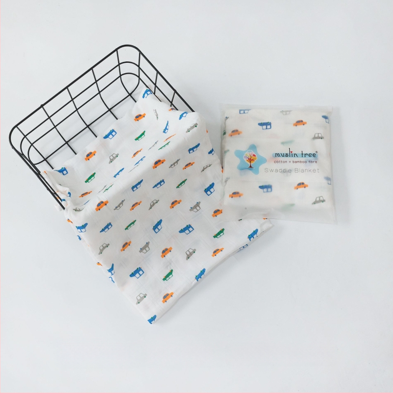Muslintree/Cotton Tree Bambusové vlákno – Letný prebalovacia šatka pre novorodencov, vzor zvierat/animovaný