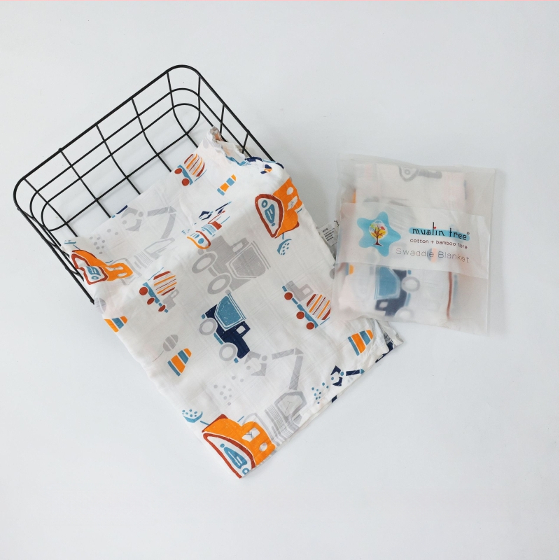 Muslintree/Cotton Tree Bambusové vlákno – Letný prebalovacia šatka pre novorodencov, vzor zvierat/animovaný