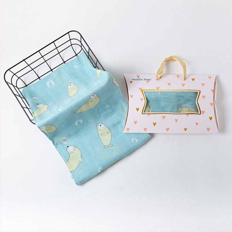 Muslintree/Cotton Tree Bambusové vlákno – Letný prebalovacia šatka pre novorodencov, vzor zvierat/animovaný