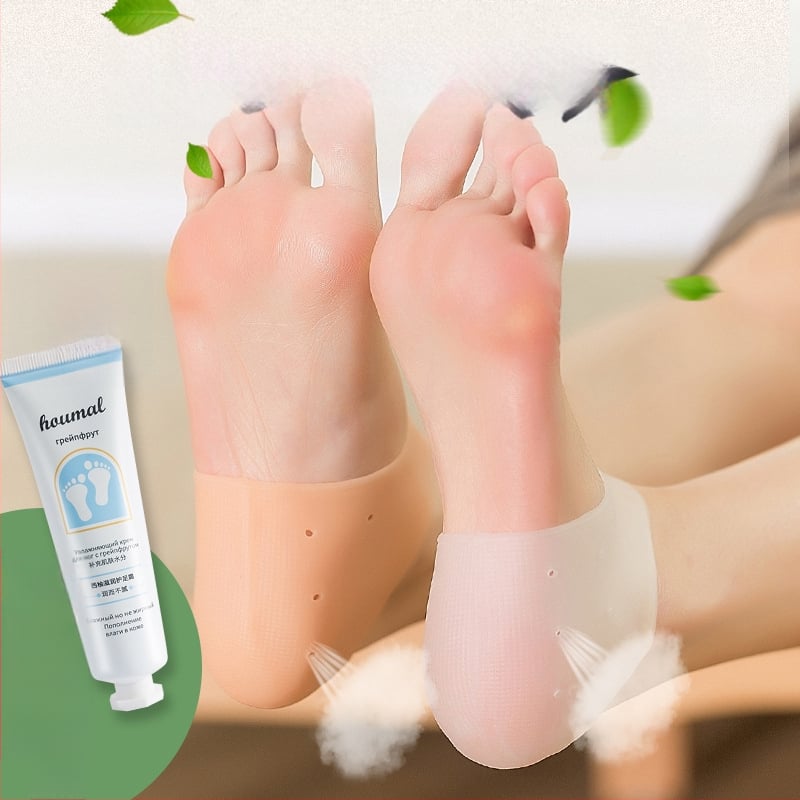 Silikónový ochranný kryt na päte s krémom na nohy | Materiál SBES | Celoročné použitie