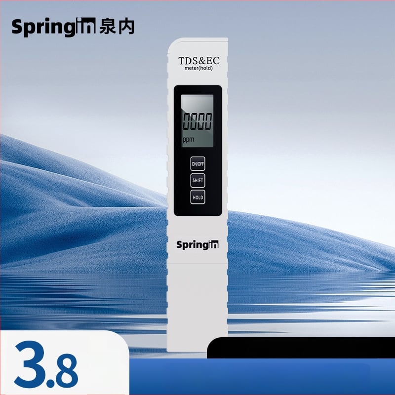 Trojnásobný TDS/EC tester s teplomerom pre analýzu kvality vody, plastové telo, vhodný na meranie výstupu z vodného čističa.