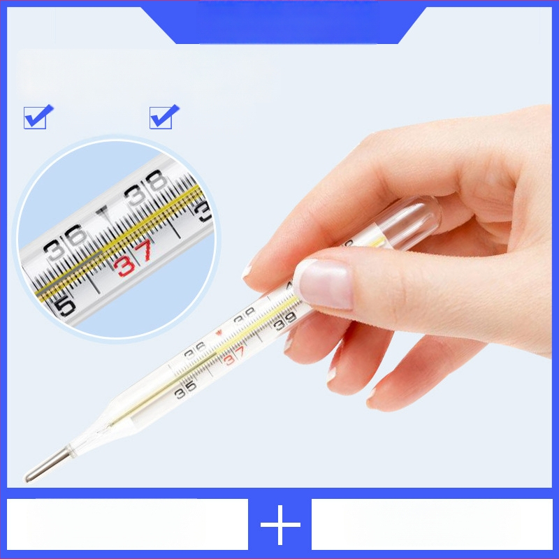 Термометър – медицински клас, голям дисплей, стъклен корпус, Sanshan, опаковка 1 кутия