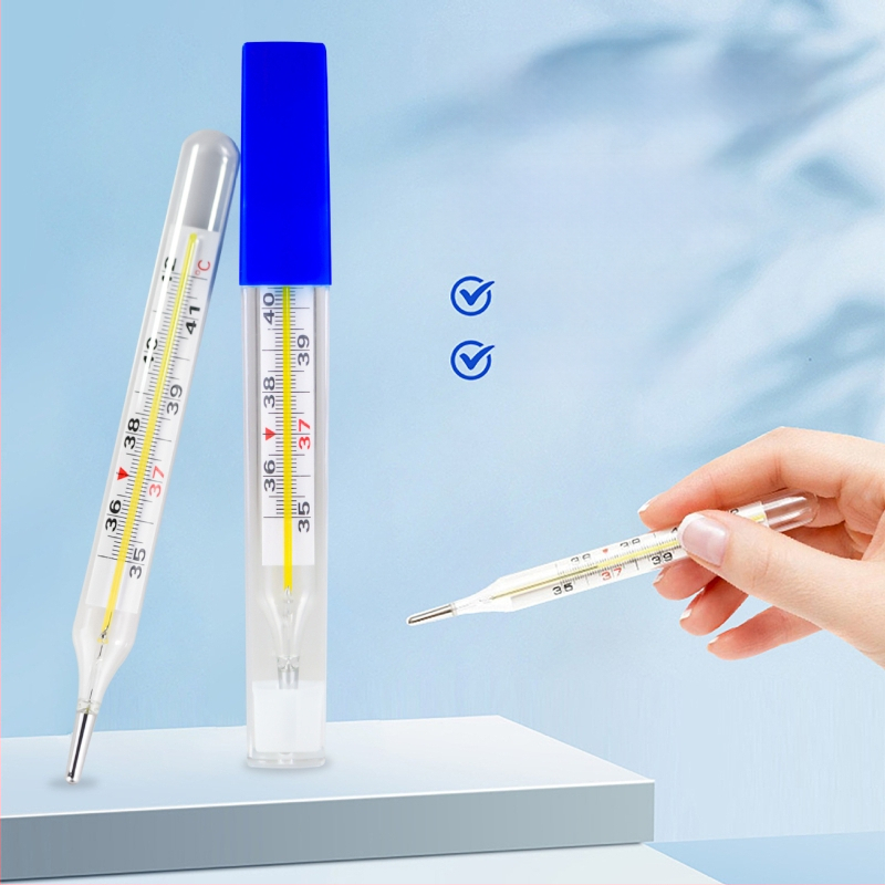 Термометър – медицински клас, голям дисплей, стъклен корпус, Sanshan, опаковка 1 кутия