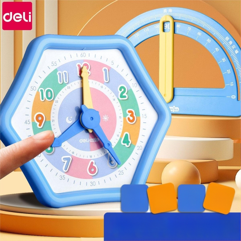 Deli model hodín pre základnú školu – učebné pomôcky pre hodiny a aritmetiku, z plastu, vhodné pre deti 4–6 rokov.